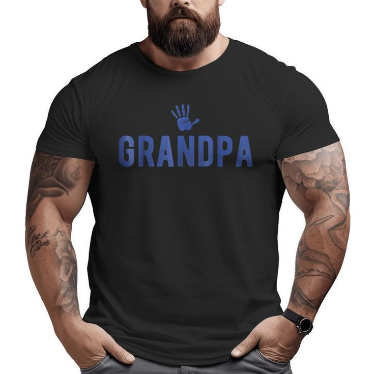 Grandpa Blue Hand Print For Grandfather Big and Tall Men T-shirt