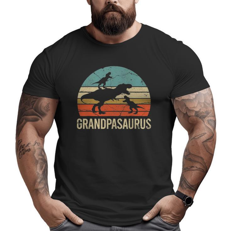 Grandpa Dinosaur  Grandpasaurus 2 Two Grandkids Big and Tall Men T-shirt