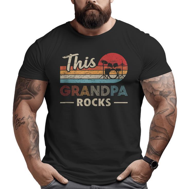 This Grandpa Rocks Drums Rock N Roll Heavy Metal Drummer Big and Tall Men T-shirt
