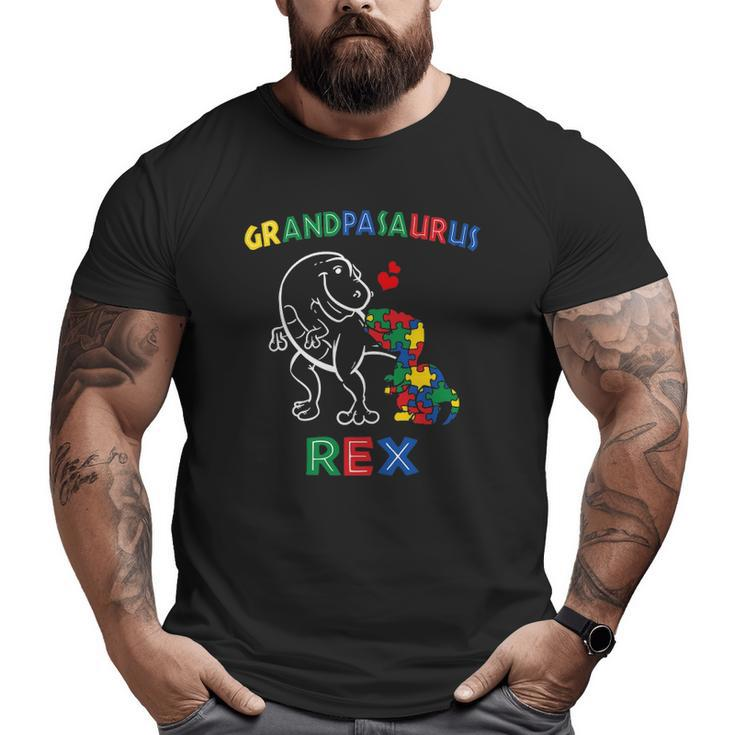 Grandpasaurus Autism Awareness Grandpa Dinosaur Grandfather Big and Tall Men T-shirt