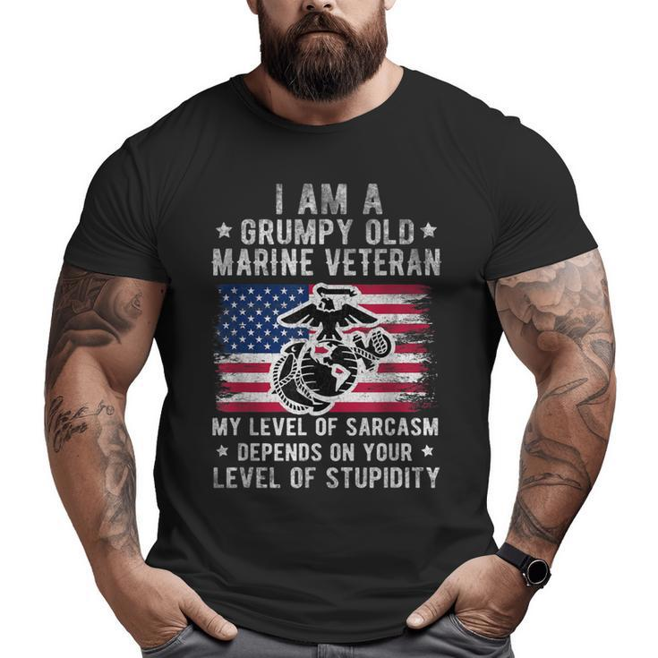 Am A Grumpy Old Marine Veteran My Level Of Sarcasm Big and Tall Men T-shirt