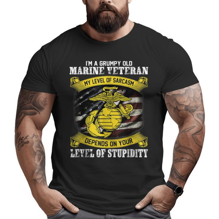I Am A Grumpy Old Marine Veteran My Level Of Sarcasm Depends Big and Tall Men T-shirt