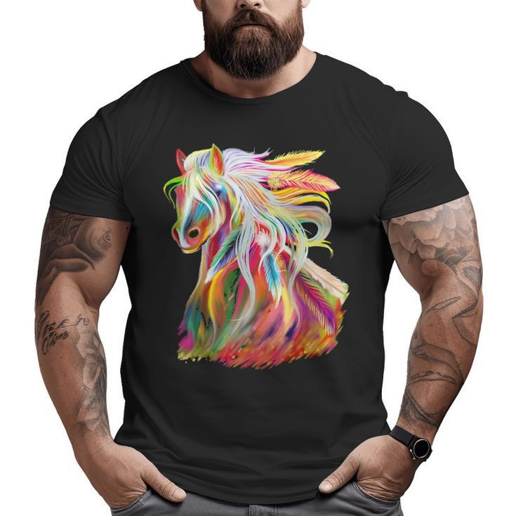 Horse Head Watercolor Equestrian Big and Tall Men T-shirt