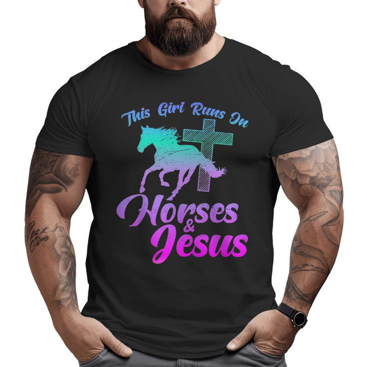 Horse Riding This Girl Runs Horses & Jesus Christian Big and Tall Men T-shirt