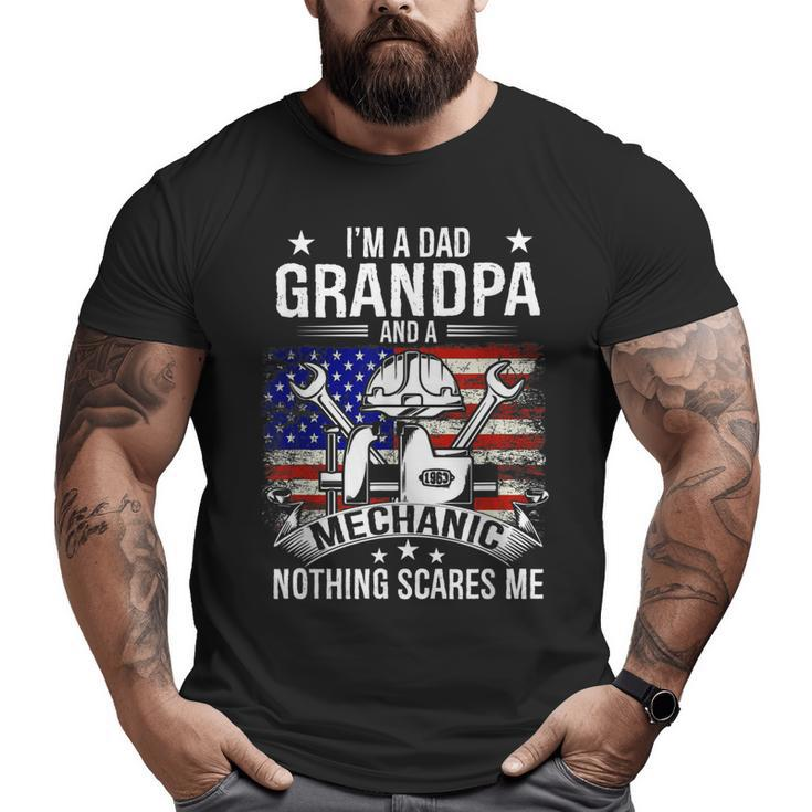 I'm A Dad Grandpa Mechanic Quotes American Flag Patriotic Big and Tall Men T-shirt
