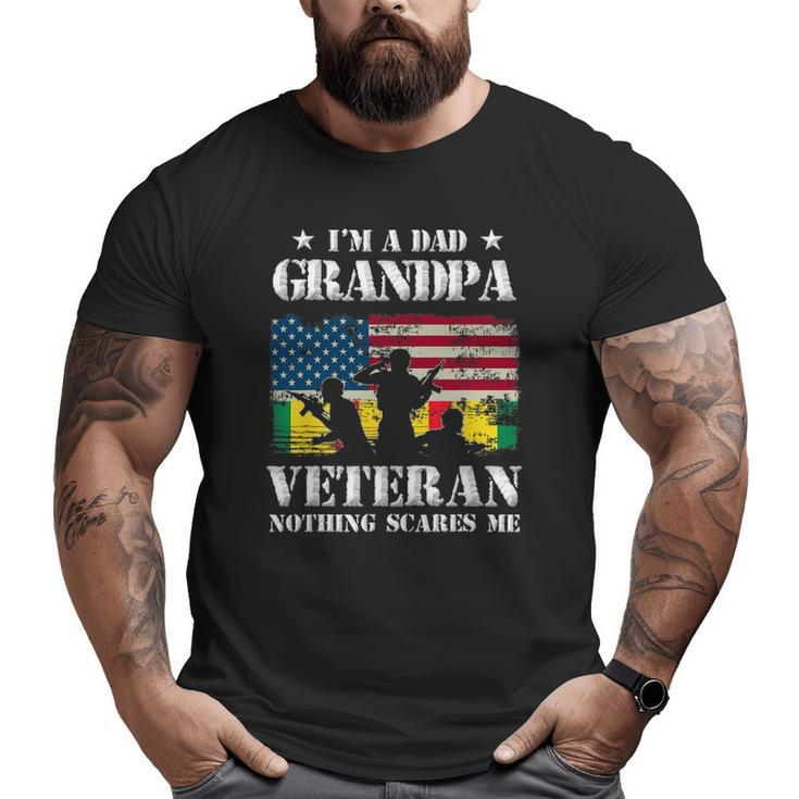 I'm A Dad Grandpa Veteran Nothing Scares Me Flag Big and Tall Men T-shirt