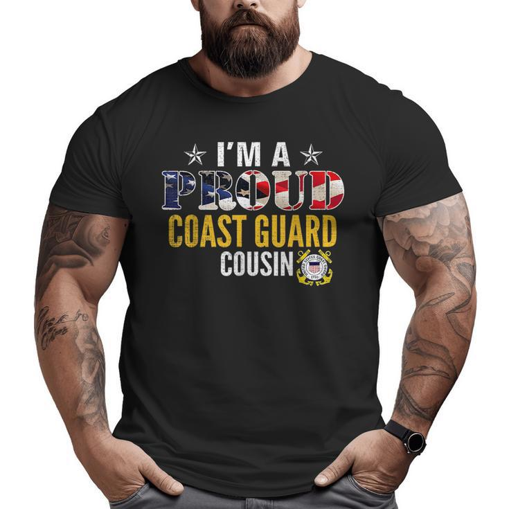I'm A Proud Coast Guard Cousin American Flag Veteran Veteran  Big and Tall Men T-shirt