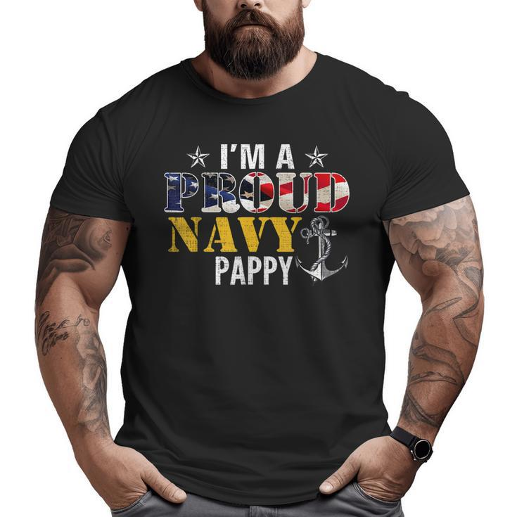 I'm A Proud Navy Pappy American Flag Military Veteran Big and Tall Men T-shirt