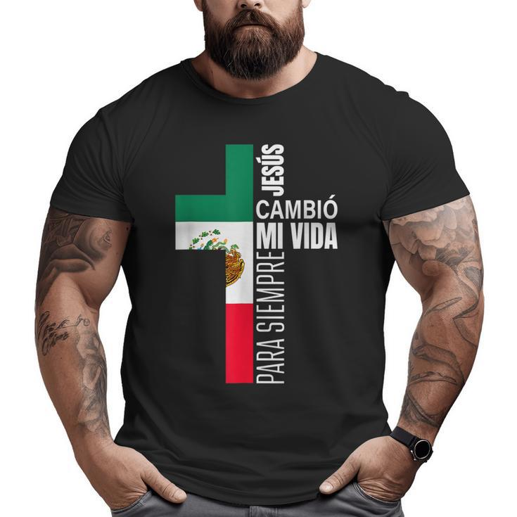 Jesus Christian Spanish Dad Fathers Day Mexican Flag Big and Tall Men T-shirt