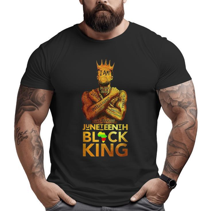 Junenth Black King Melanin Dad Fathers Day Black Afro Big and Tall Men T-shirt