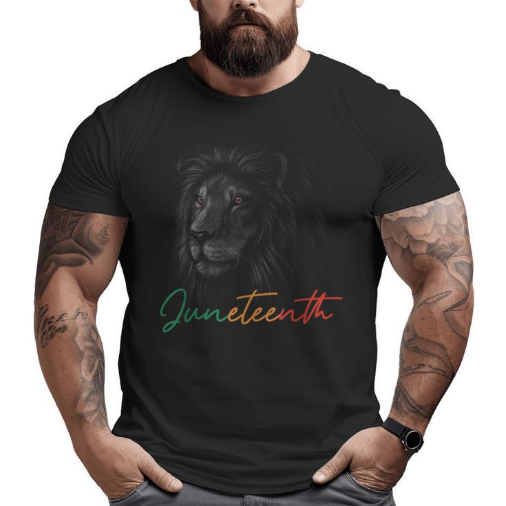 Juneteenth Black King Melanin Dad Fathers Day Men Lion Leo Big and Tall Men T-shirt