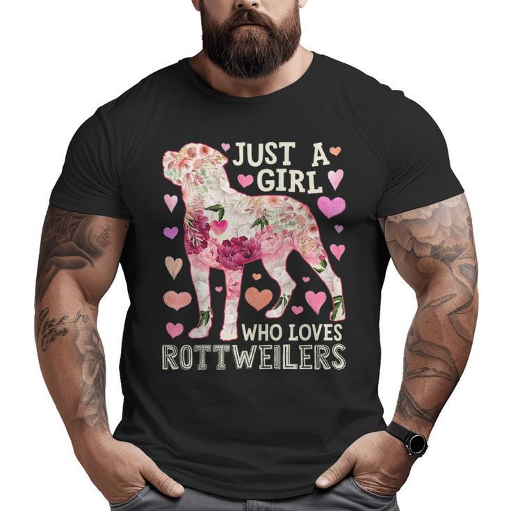 Just A Girl Who Loves Rottweilers Dog Silhouette Flower Big and Tall Men T-shirt