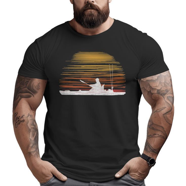 Kayak Bass Fishing Kayaking Angler Fisherman Sunset Big and Tall Men T-shirt