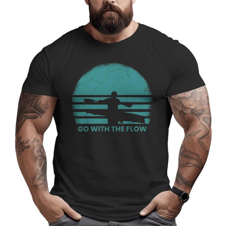 Kayaking Retro Vintage Sunset River Kayak Big and Tall Men T-shirt