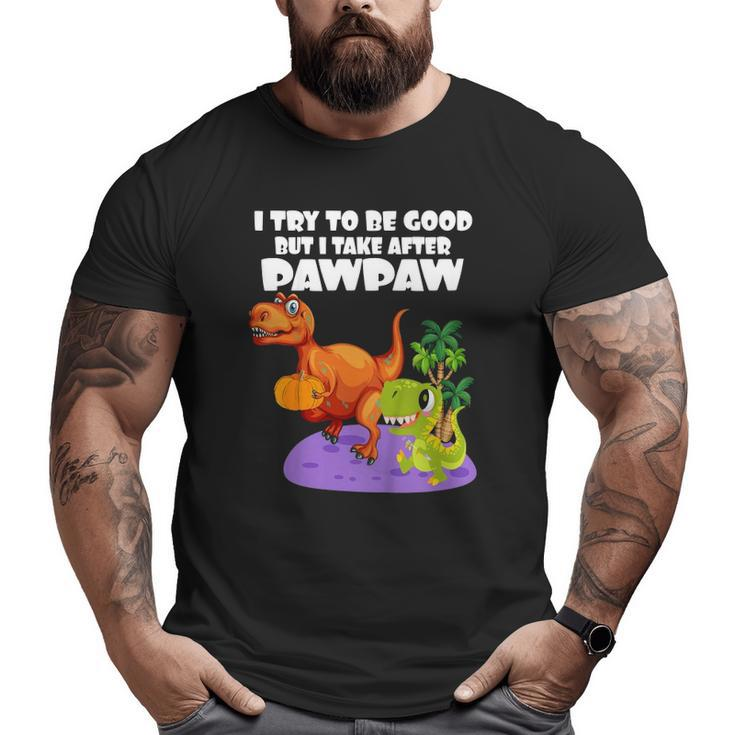 Kids I Try To Be Good But I Take After My Pawpaw Dinosaur Big and Tall Men T-shirt