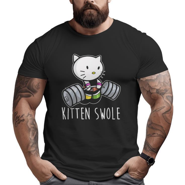 Kitten Swole Cat Powerlifting Weightlifting Gym Training Big and Tall Men T-shirt