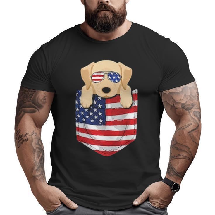 Labrador Dog Peeking Pocke Patriotic Father Men Big and Tall Men T-shirt