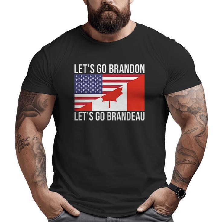 Let's Go Brandeau Usa Canada Flag Freedom Convoy Trucker Big and Tall Men T-shirt