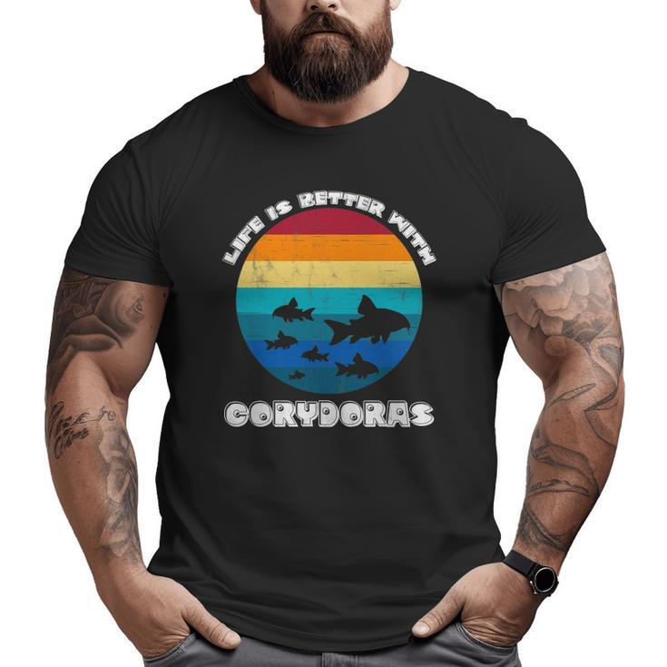 Life Is Better With Corydoras Cory Cat Dad Aquarium Fish Big and Tall Men T-shirt