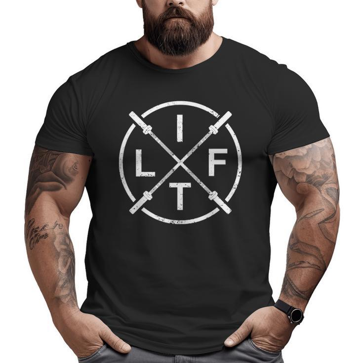 Lift Weightlifting Fitness Barbells Crossed Circle Gym Tank Top Big and Tall Men T-shirt