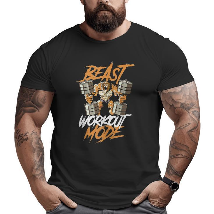 Lion Beast Workout Mode Lifting Weights Muscle Fitness Gym Big and Tall Men T-shirt