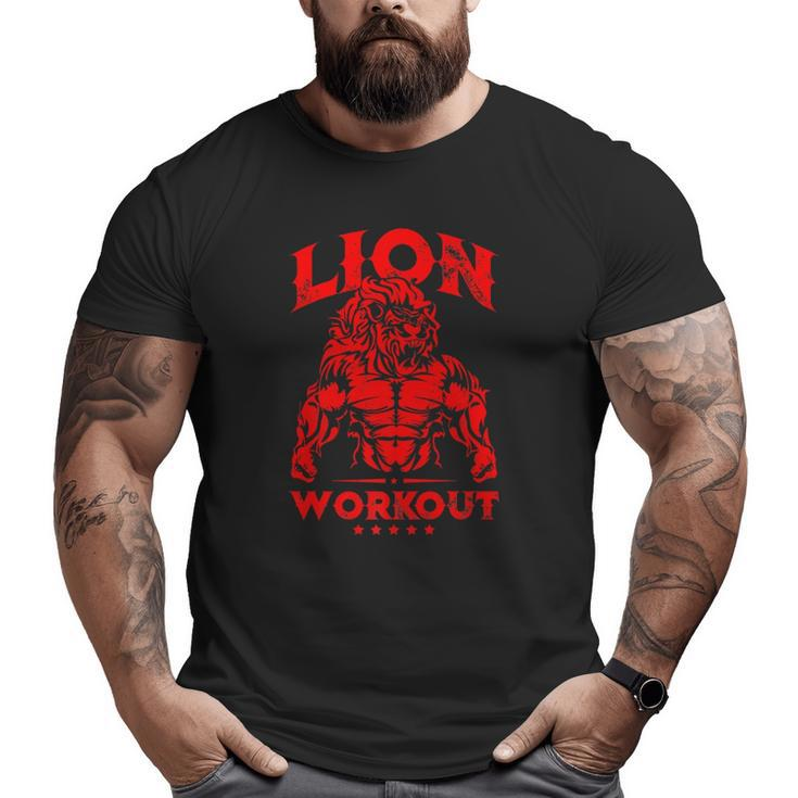Lion Workout Beast Muscles Motivation Fitness Gym Quote Big and Tall Men T-shirt
