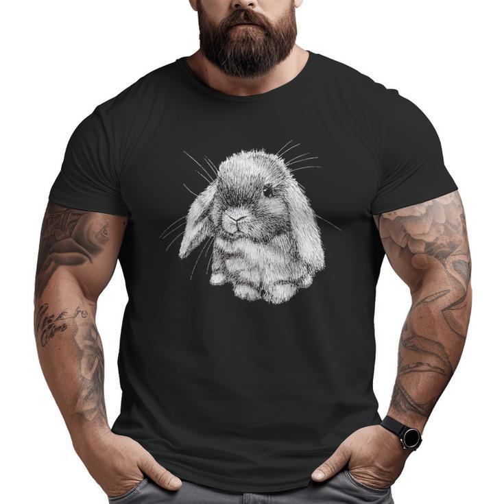 Lop Eared Bunny Rabbit Sketch Big and Tall Men T-shirt