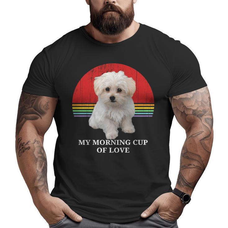Maltese Puppies Lover Retro Sunset Pet Owner Love Gif Big and Tall Men T-shirt