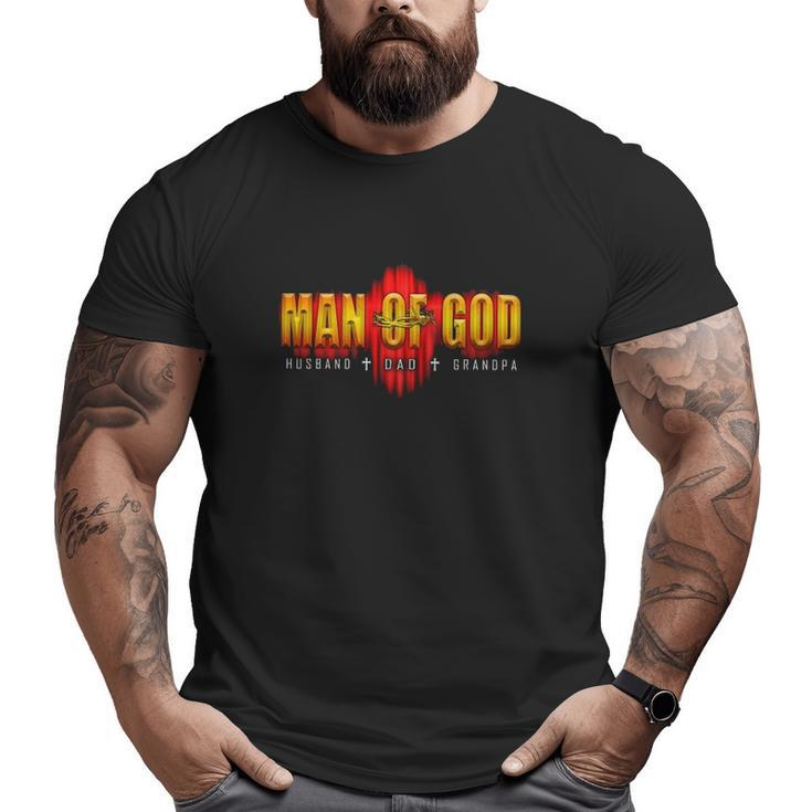 Man Of God Husband Dad Granpa Metal Barbed Wire Big and Tall Men T-shirt