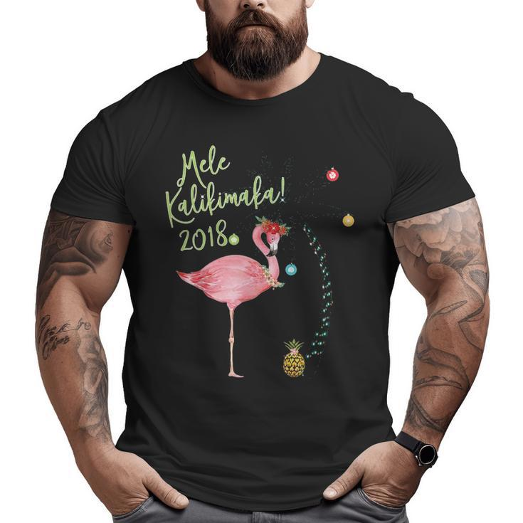 Mele Kalikimaka Flamingo Hawaii Big and Tall Men T-shirt