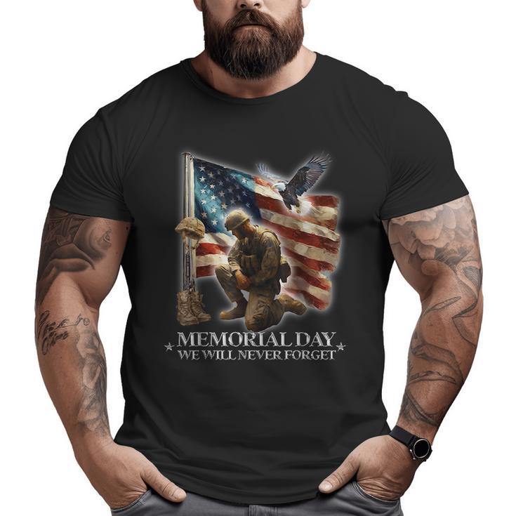 Memorial Day Land Of Free Never Forget Veterans America Flag Big and Tall Men T-shirt