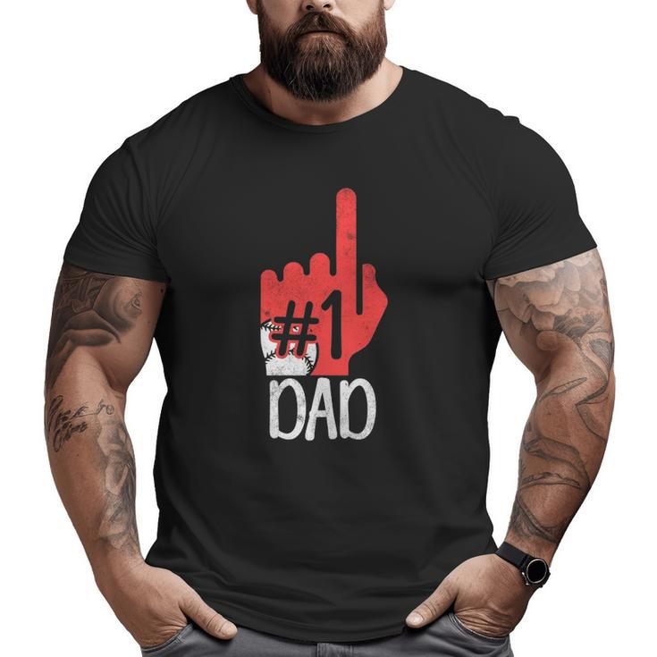 Mens 1 Dad Baseball Player Vintage Baseball Daddy Big and Tall Men T-shirt