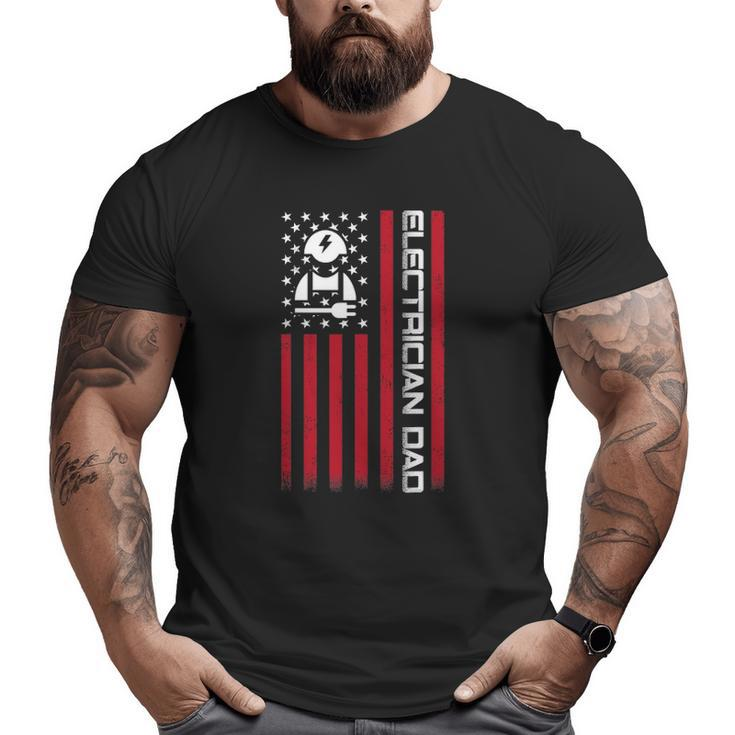 Mens 4Th Of July Us Flag Electrician Dad For Father's Day Big and Tall Men T-shirt