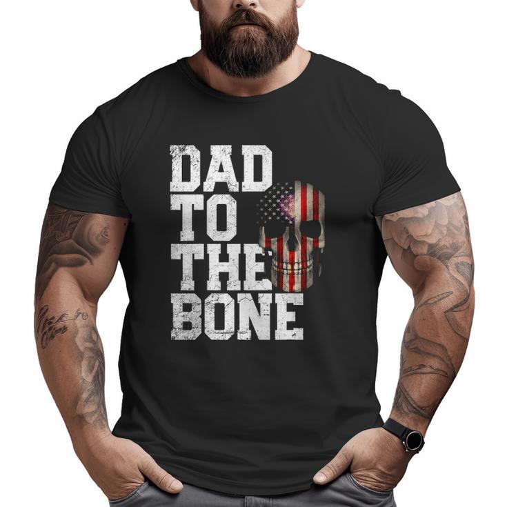 Mens American Flag Skull 4Th Of July Dad Father's Day Big and Tall Men T-shirt