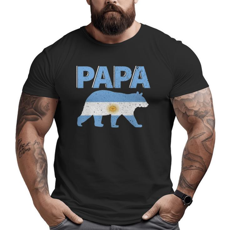 Mens Argentina Flag Papa Bear Argentinian Dad Father's Day Big and Tall Men T-shirt