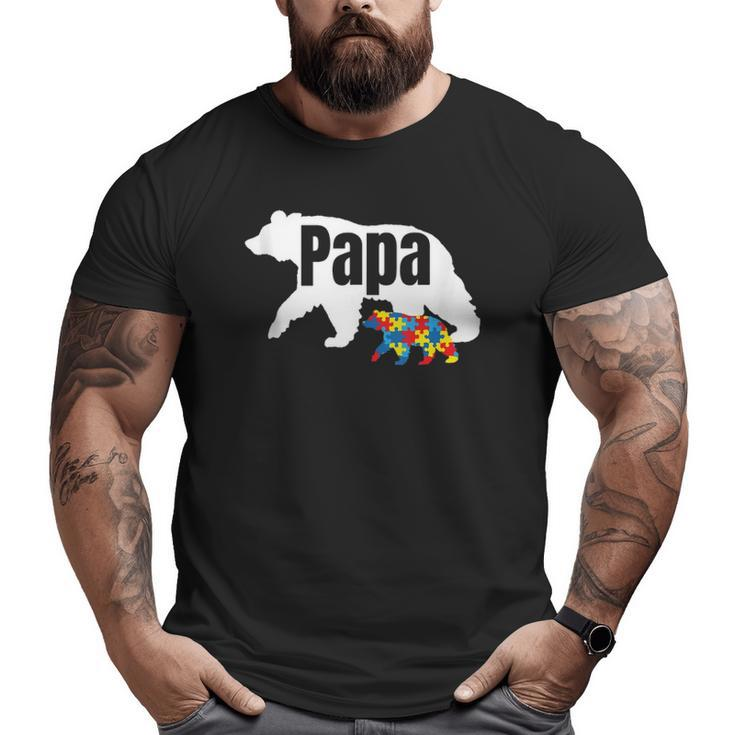 Mens Bear With Cub Cool Autism Awareness Papa Dad Big and Tall Men T-shirt