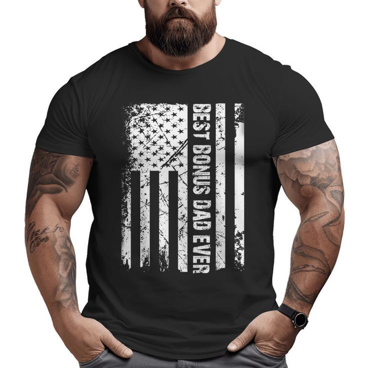 Mens Best Bonus Dad Ever American Flag Tshirt Father Day Big and Tall Men T-shirt