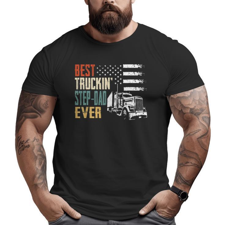 Mens Best Trucking Step-Dad Ever Big Rig Trucker Truckin Big and Tall Men T-shirt