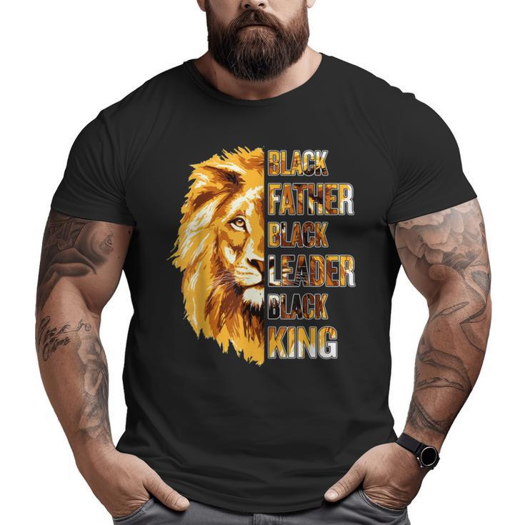 Mens Black Father King Fathers Day African American Lion Dad Big and Tall Men T-shirt