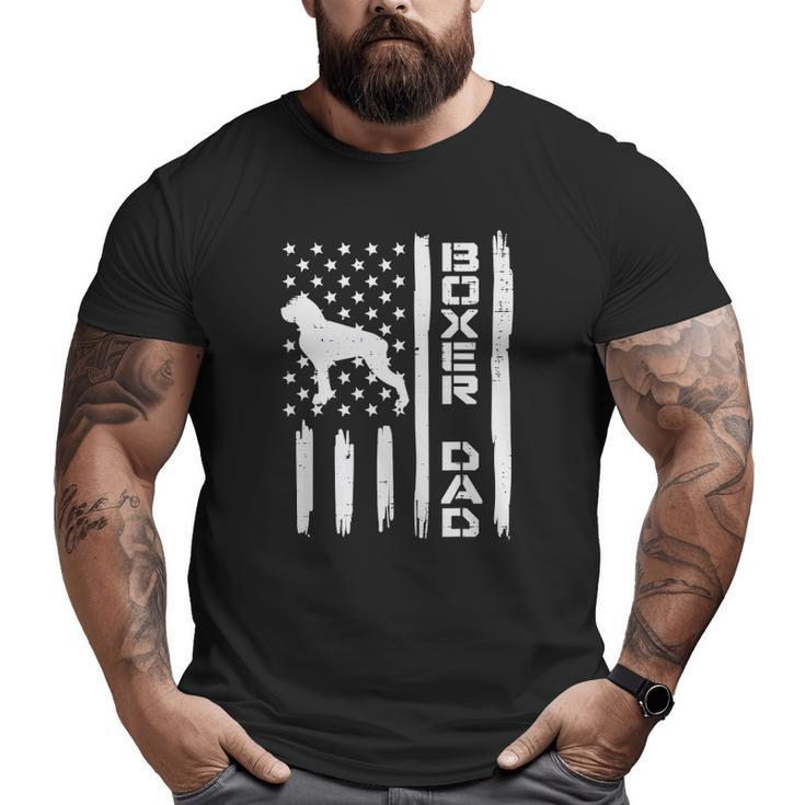 Mens Boxer Dad Us Flag Vintage Patriotic Dog Lover Owner Men Big and Tall Men T-shirt