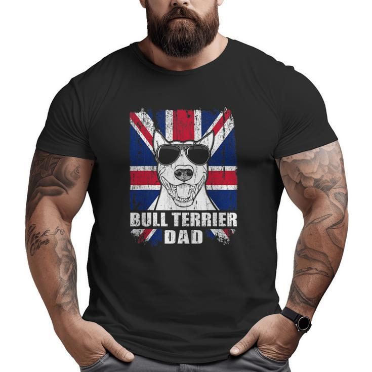 Mens Bull Terrier Dad Cool Uk Flag Vintage Retro Big and Tall Men T-shirt