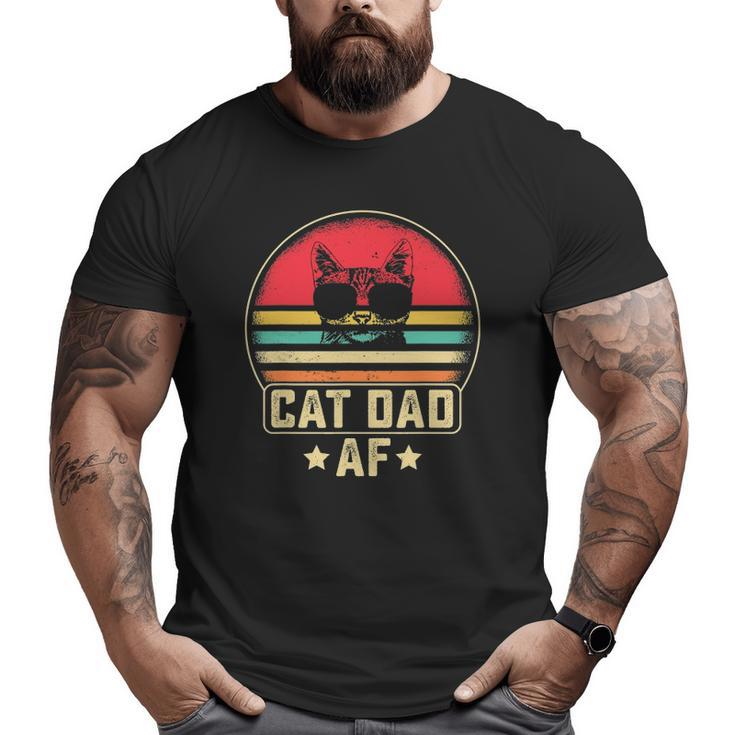 Mens Cat Dad Af Daddy Fathers Day Retro Vintage Big and Tall Men T-shirt