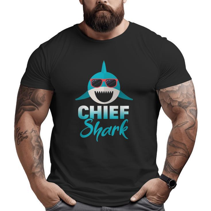 Mens Chief Shark Wearing Cool Sunglasses Grandpa Big and Tall Men T-shirt