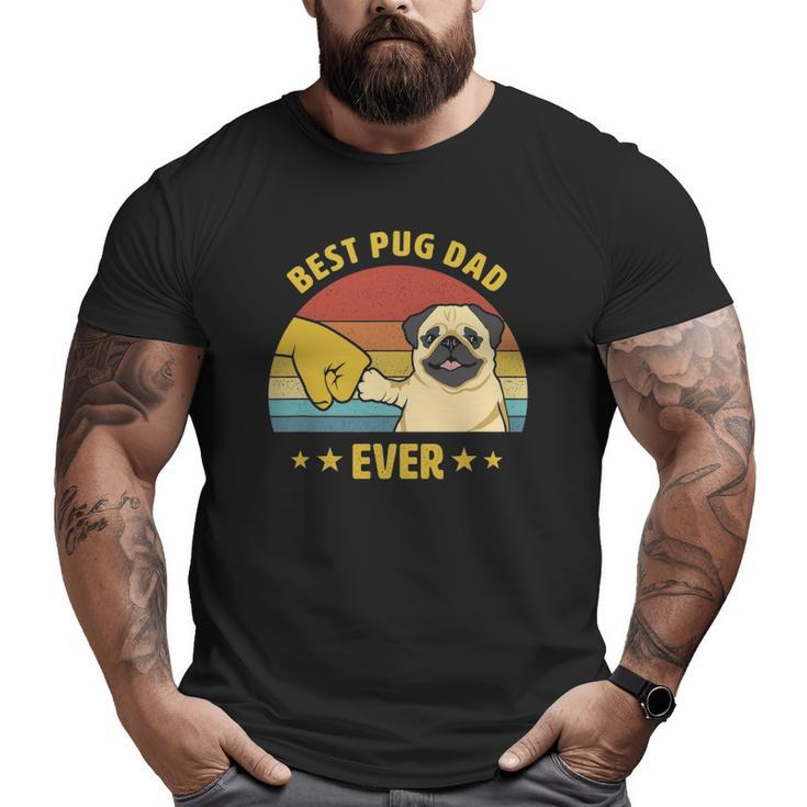 Mens Cute Best Pug Dad Ever Proud Vintage Puppy Lover Pug Retro Big and Tall Men T-shirt