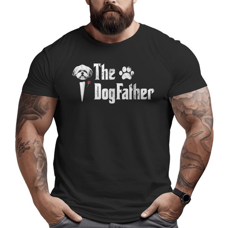 Mens The Dogfather Shih Tzu Dog Dad Tshirt Father's Day Big and Tall Men T-shirt