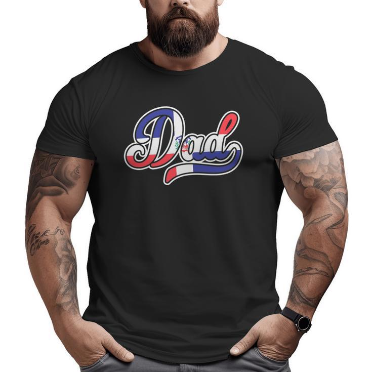 Mens Father's Day For Dominican Dad Dominican Republic Flag Big and Tall Men T-shirt
