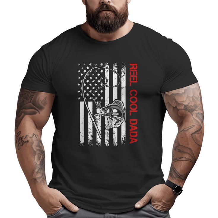 Mens Fishing Stuff For Fathers Day Reel Cool Dada American Flag Big and Tall Men T-shirt