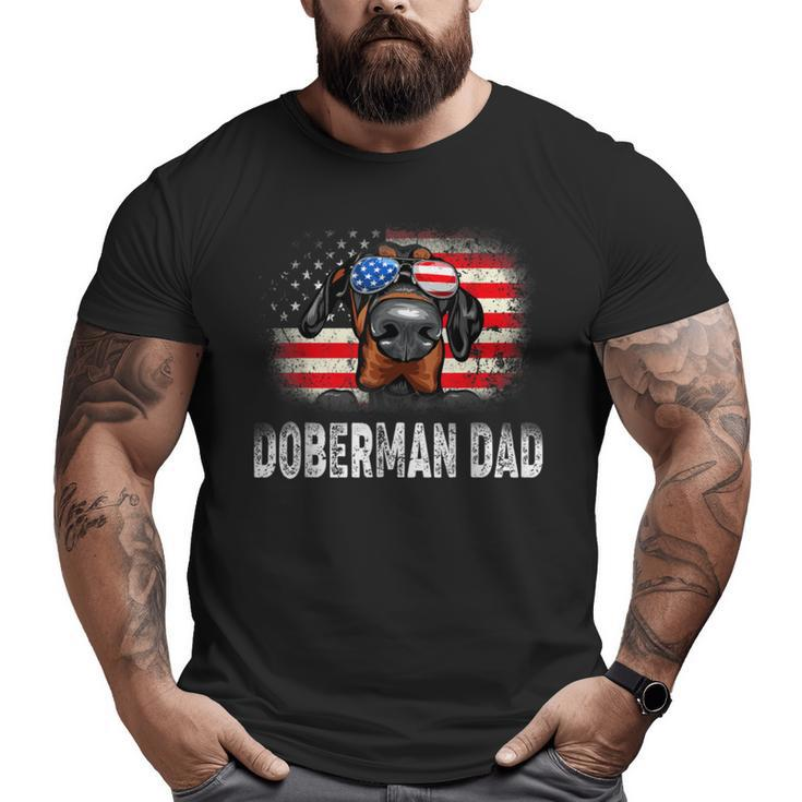 Mens Fun Doberman Dad American Flag Father’S Day Bbnk Big and Tall Men T-shirt