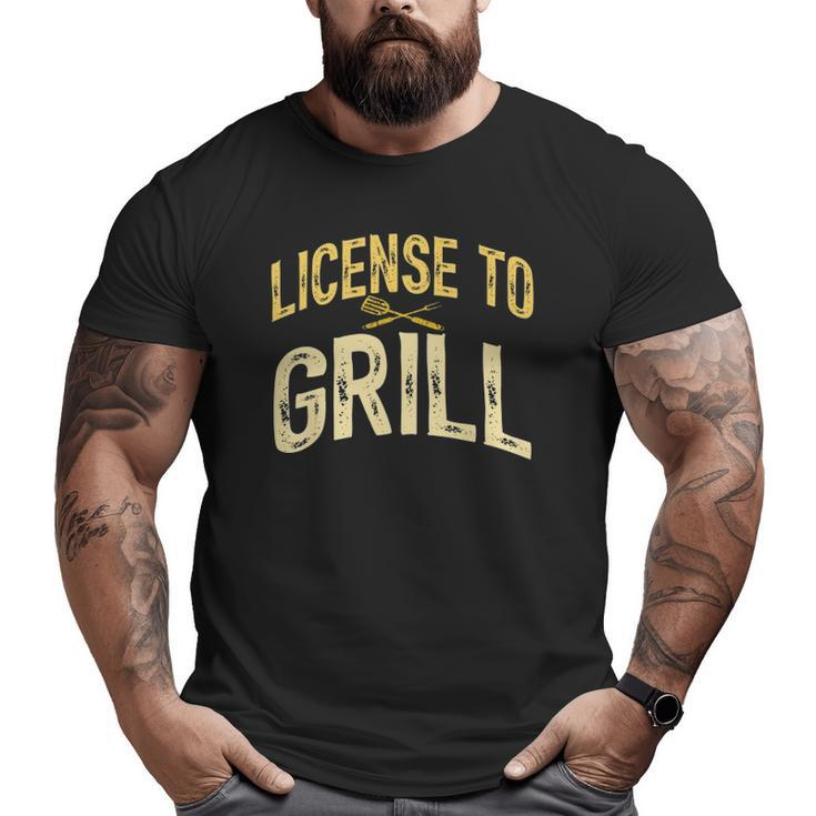 Mens Dad Loves Bbq License To Grill Meat Smoking Vintage Big and Tall Men T-shirt