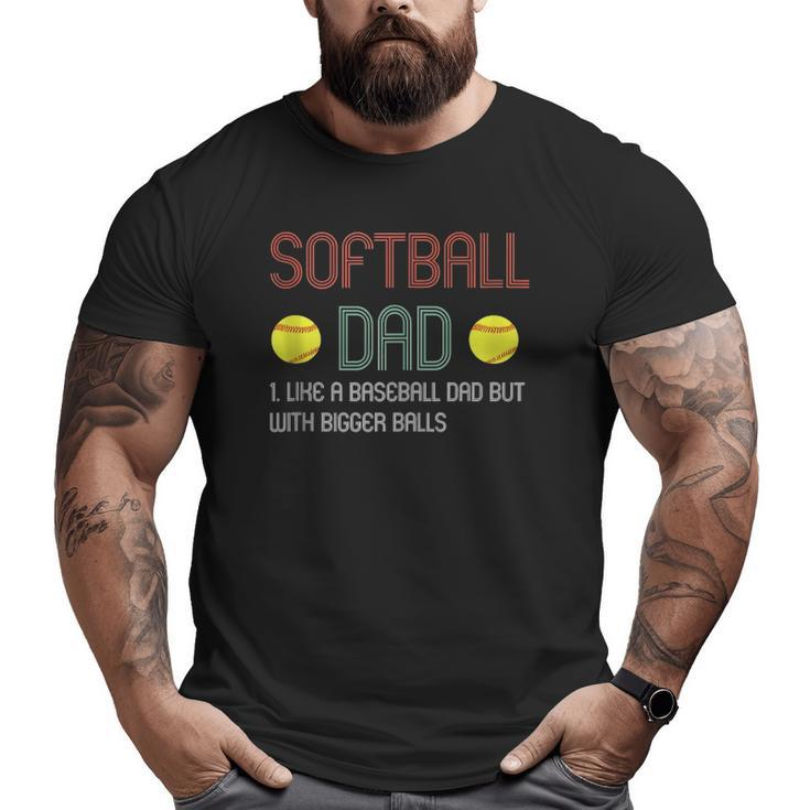 Mens Softball Dad Like A Baseball Dad But With Bigger Balls Big and Tall Men T-shirt